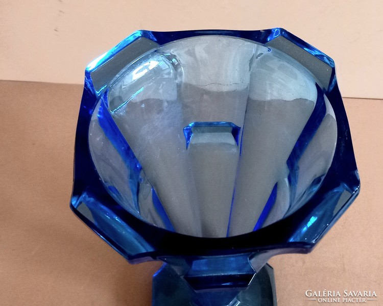 French art deco blue glass vase negotiable