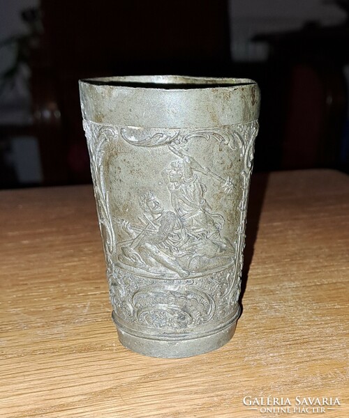 Mury basel marked metal cup with antique scenes