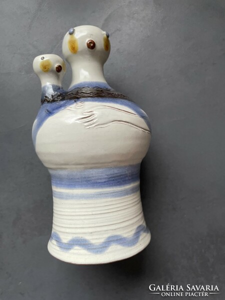 Éva Vígh - mother holding her child - ceramic candle holder