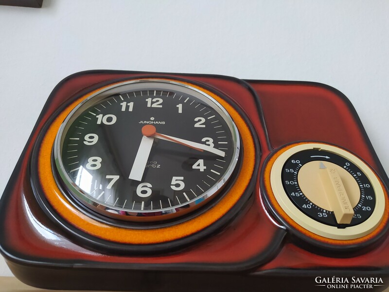 Rare! Wonderful retro junghans astra ceramic wall clock with timer