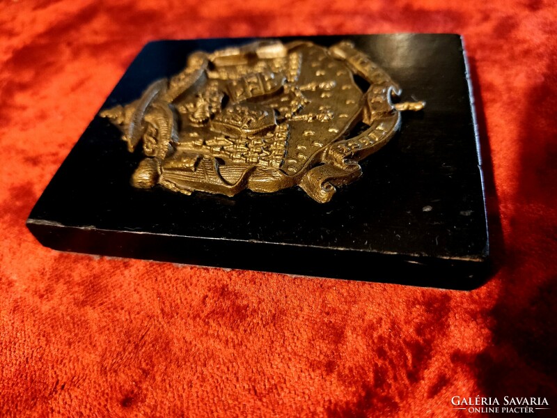 Vaszary manuscripts, documents and letter weights with Vaszary's colossal gilded bronze coat of arms