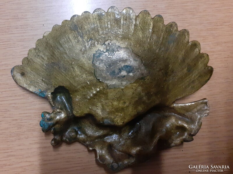 Old patina cast bronze business card holder ashtray