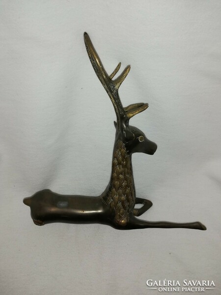A very rare resting deer bronzed copper statue, hunting lodge decoration
