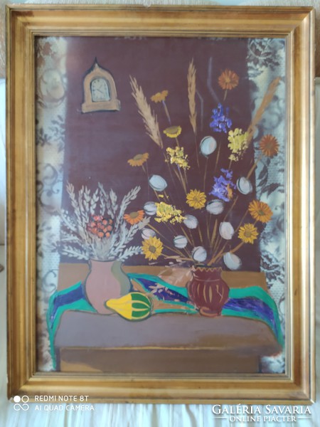 Eszter Farkas: still life flawless oil painting in the original gallery 90x70 cm