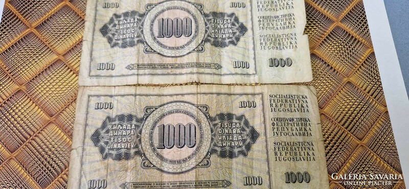 1000 Dinár Jugoszlávia, 2 db