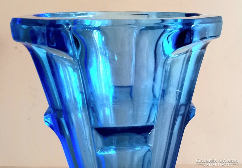 Francia art deco kék üveg váza  ALKUDHATÓ