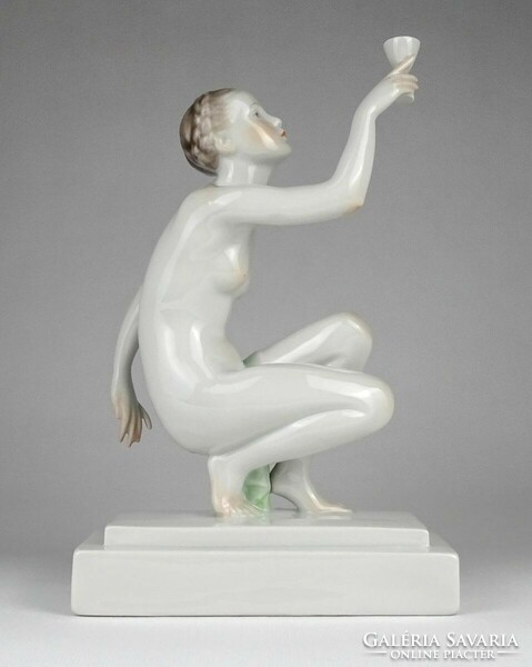 1N570 old flawless Herend porcelain kneeling Olympian 23 cm