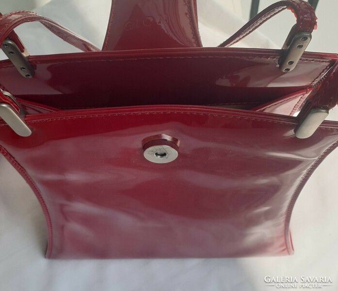 Gion red patent leather women's casual shoulder bag, reticule