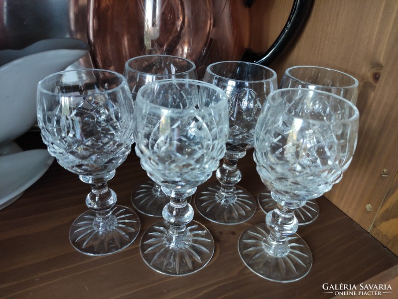6 Polished crystal brandy glasses