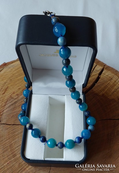 Beautiful faceted cut blue agate and sodalite mineral necklace