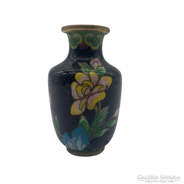 Chinese small enamel vase black 8cm m00664