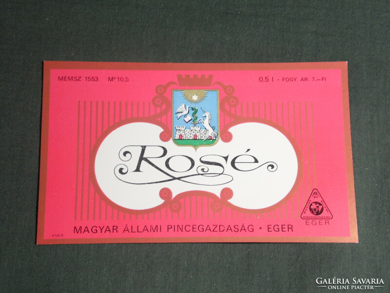 Wine label, Eger winery, wine farm, rosé wine