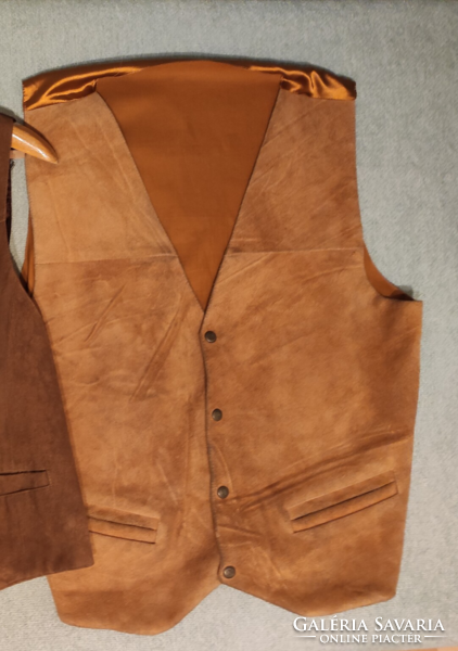 Light brown / mustard yellow suede men's leather vest xl