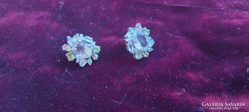 Silver large citrine and peridot stone earrings for sale