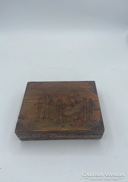 Old painted folk wooden box