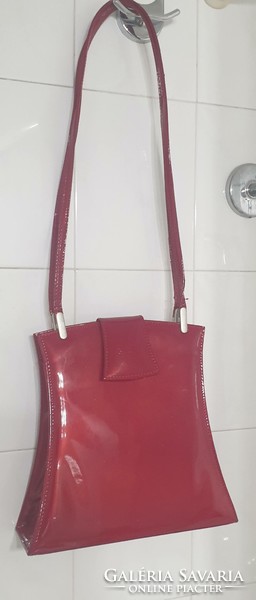 Gion red patent leather women's casual shoulder bag, reticule