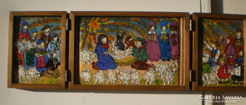 Naske 79' marked. Austrian v. German artist fire enamel. Bethlehem.