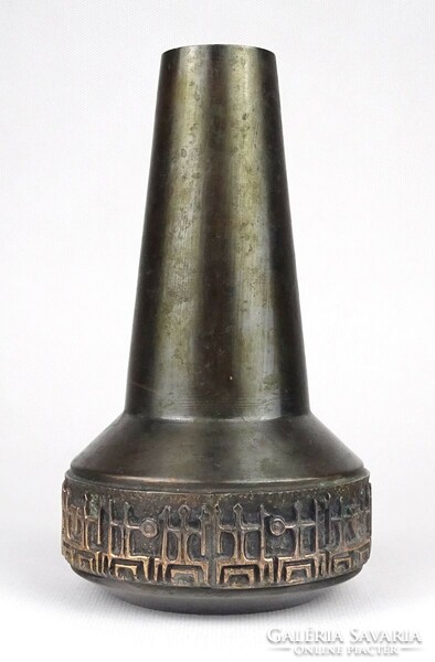 1P578 Iparművészeti réz TUNGSRAM váza 17 cm