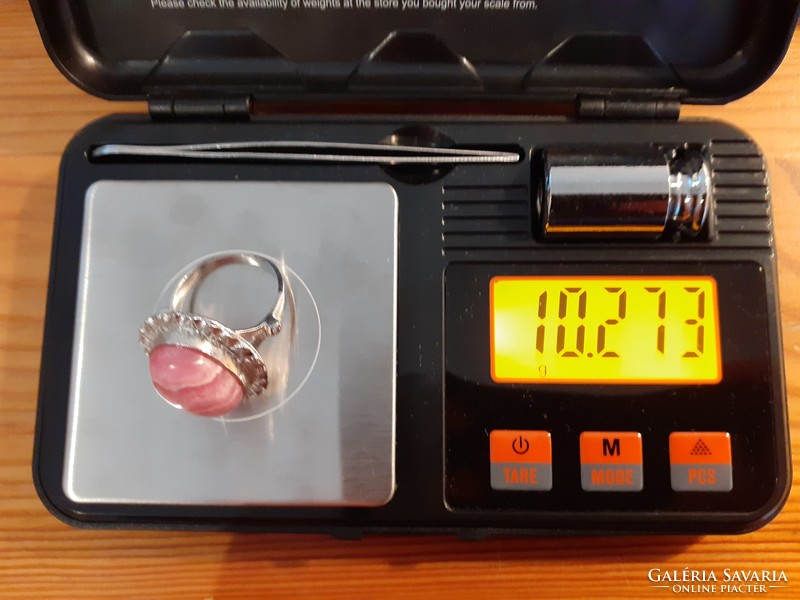 Ezüst gyűrű 10,27 gramm, rodokrozit kővel