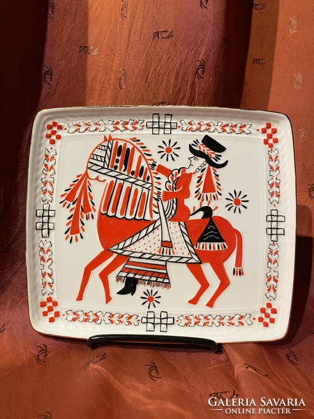 Hollóháza hand-painted porcelain wall decoration, wall plate