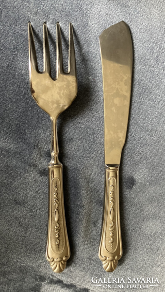 Silver-plated, old fish serving cutlery set
