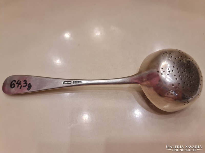 Antique Russian silver tea strainer spoon