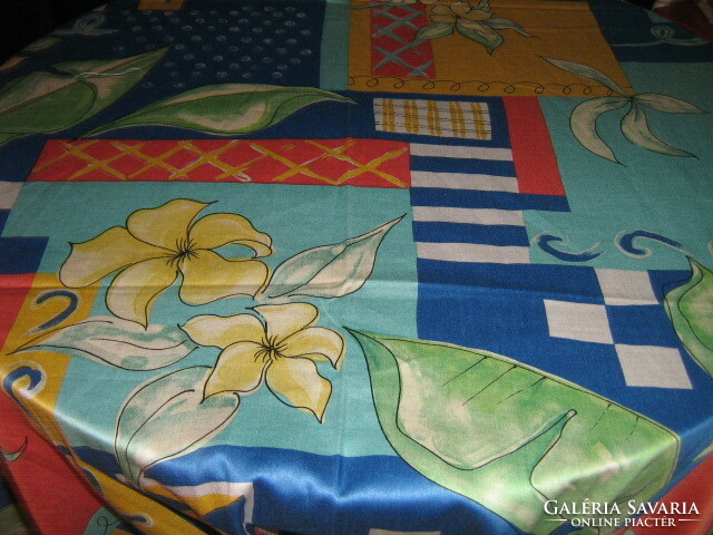 Colorful fun vintage floral tablecloth