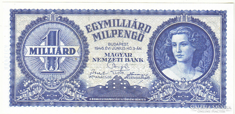 Magyarország 1,000,000,000 Mil﻿pengő 1946  MINTA REPLIKA