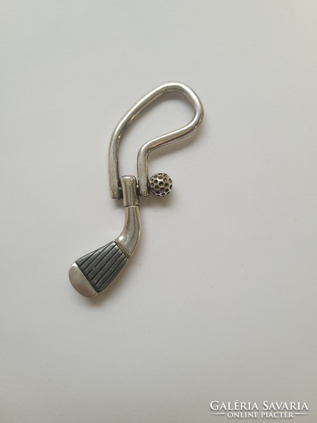 Solid silver golf pattern keychain!