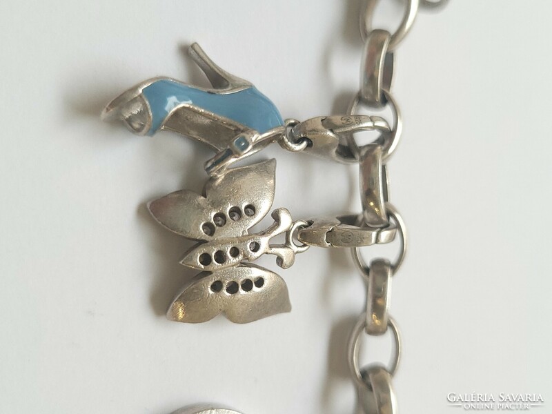 Giorgio Martello silver luck charm bracelet (heart, car, melon, high heels, Eiffel Tower, etc.)