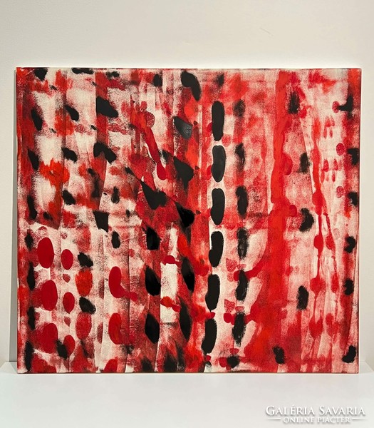 Ismeretlen festő: Piros függöny (olaj-vászon) 80 x 90 cm /számlát adunk/