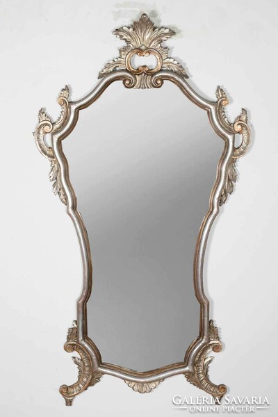 Neo-baroque carved wooden mirror - gilded and silvered