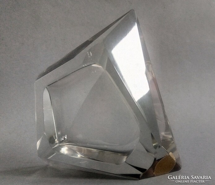 Marked h. Schmidt space age faceted, flat-polished geometric crystal ashtray ilmenau 1960's