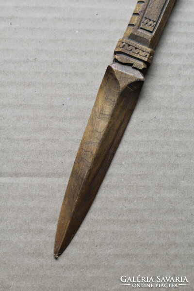 Folk art carved wooden folk miska human-shaped leaf-cutting dagger knife