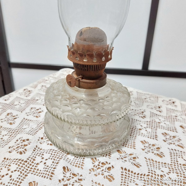 Kerosene lamp, wall lamp, peasant lamp, with glass cylinder