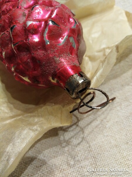 Üveg toboz, pink -  antik hangulatban / karácsonyi függeszték