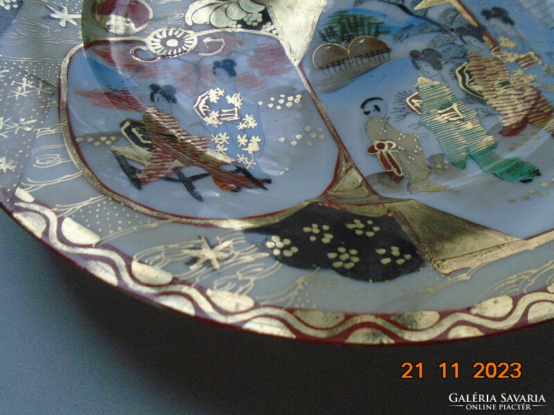 Antique Kutan plate with rich gilding, life and landscapes