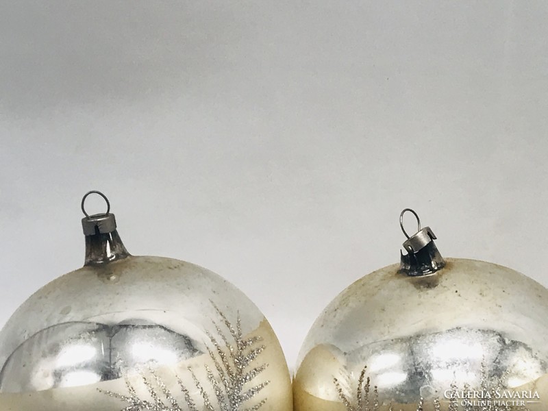 Retro  üveg karácsonyfadísz,nagy ezüst gömbök