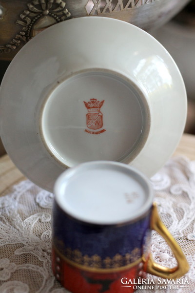 Ernst wahliss, turn vienna fine porcelain, coffee set in display case