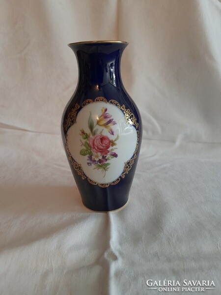 Lindner kueps Bavarian cobalt porcelain vase