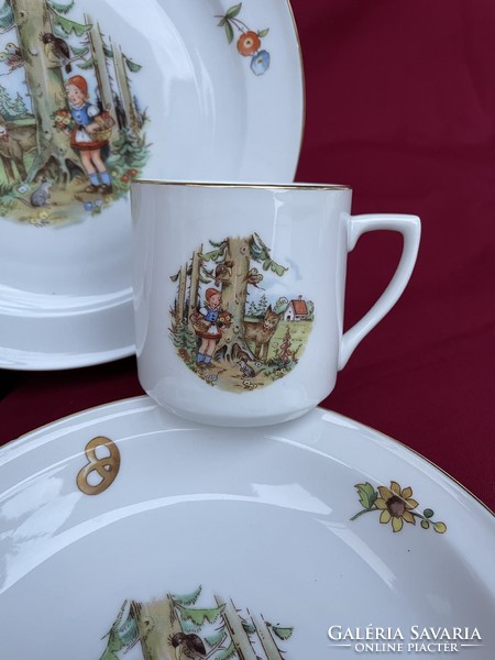 Beautiful czechoslovakia piroska and the wolf fairy tale children's set tableware nostalgia plate