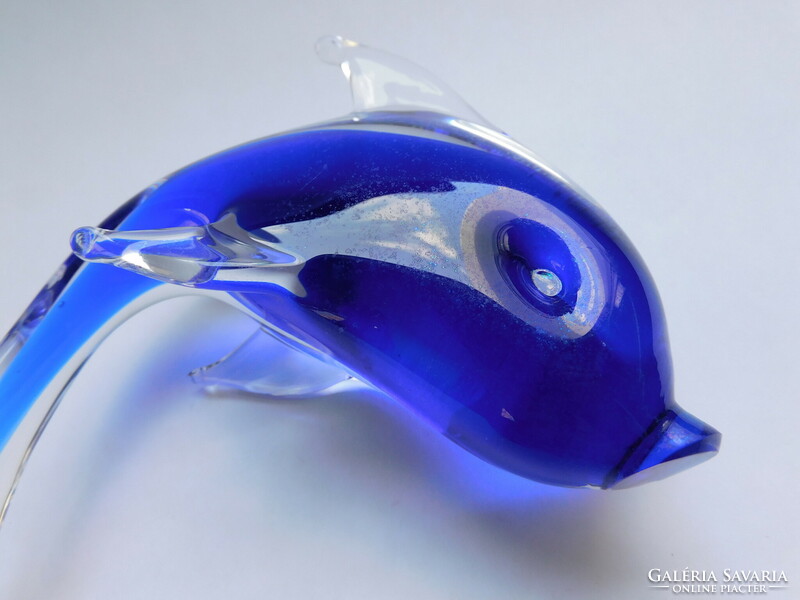 Tömör üveg delfin - 14 cm