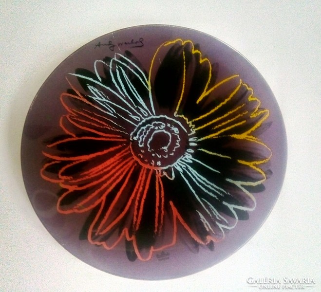 Andy warhol pop-art 'daisy' rosenthal studio purple glass decorative plate 1980s