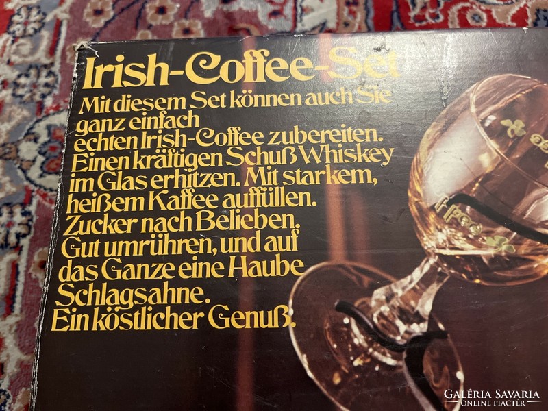 Irish coffee glasses (6 pcs) with warmer, metal stand, in perfect condition