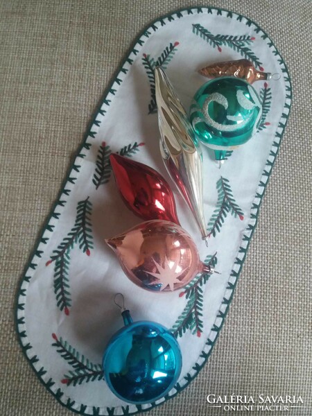 Old glass Christmas tree decorations, 6 pcs