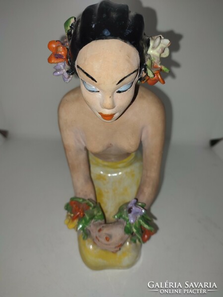 Art deco kerámia figura - Tahiti táncosnő H. Rahmer Mária.