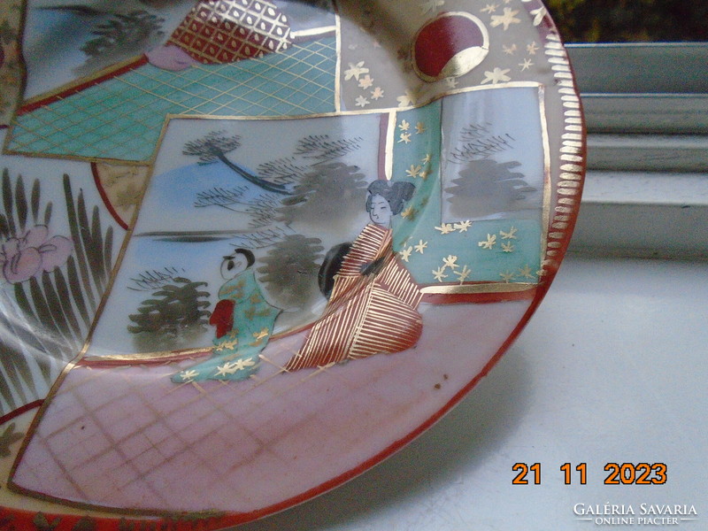 Antique Kutan plate with rich gilding, life and landscapes