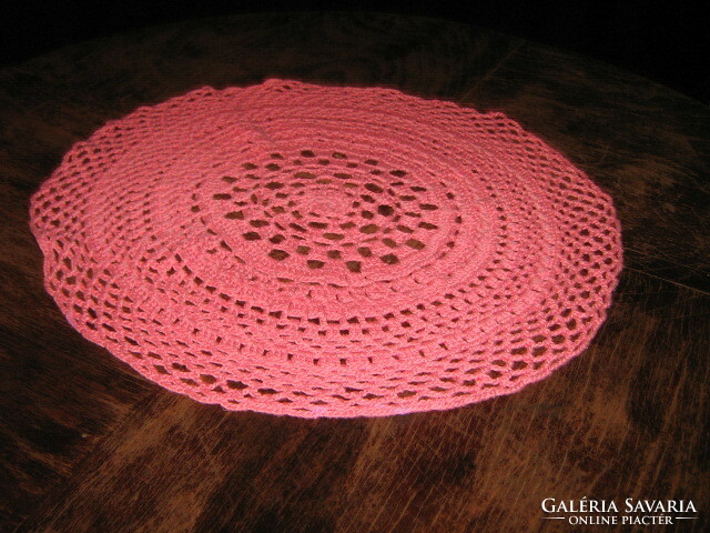 Cute hand crocheted pink tablecloth