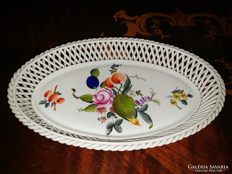 Herend brf fruit pattern woven basket / offering