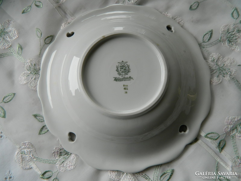 Régi Weimar Ilse porcelán asztalközép, kínáló tál, zöld